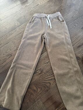 Neutral Taupe Fleece Drawstring Joggers